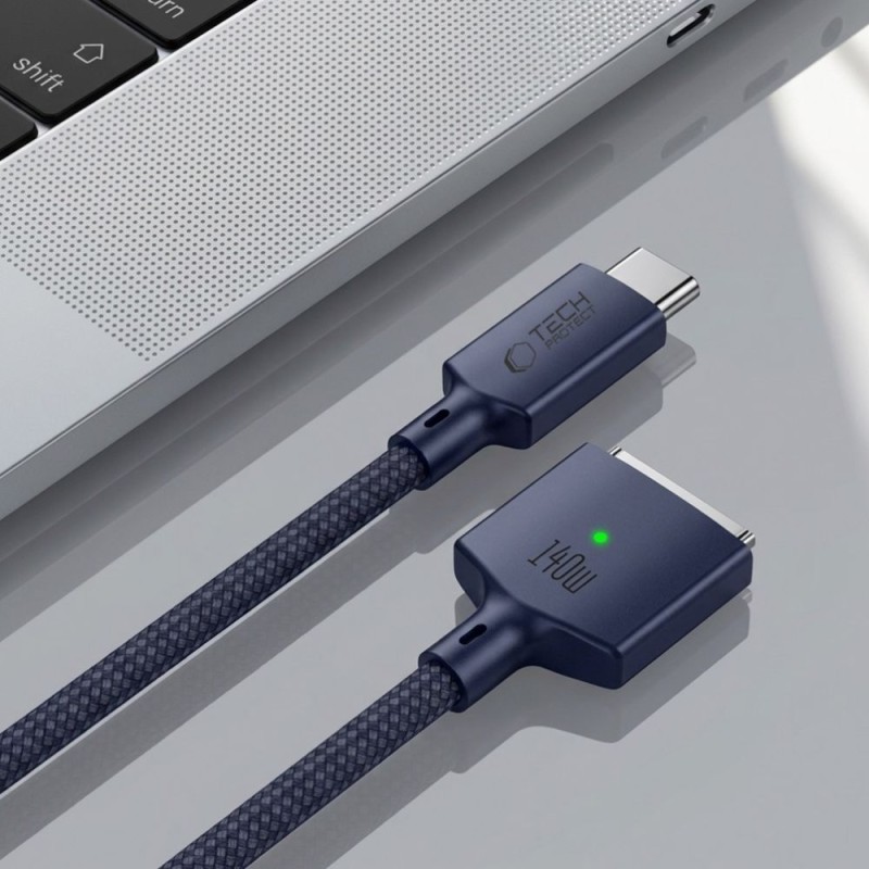 TECH-PROTECT MMC01 ULTRABOOST Магнитен кабел USB-C към MagSafe 3 за MacBook 140W, 200 см, Midnight Blue - 5906302323302