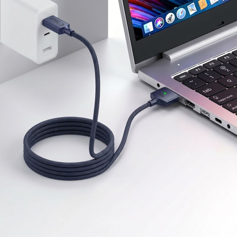 TECH-PROTECT MMC01 ULTRABOOST Магнитен кабел USB-C към MagSafe 3 за MacBook 140W, 200 см, Midnight Blue - 5906302323302