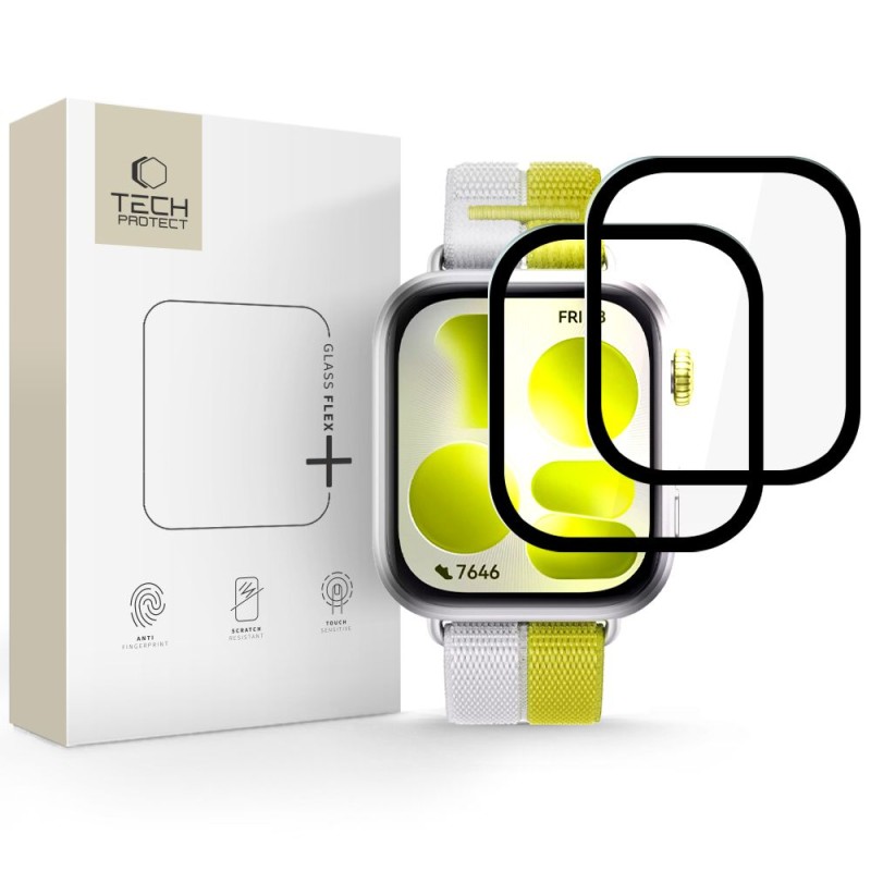 Tech-Protect Glass Flex+ хибридно стъкло за Huawei Watch Fit 5 (2 броя), черно - Tech-Protect Glass Flex+ хибридно стъкло за Huawei Watch Fit 5 (2 броя), черно - 5906302323333