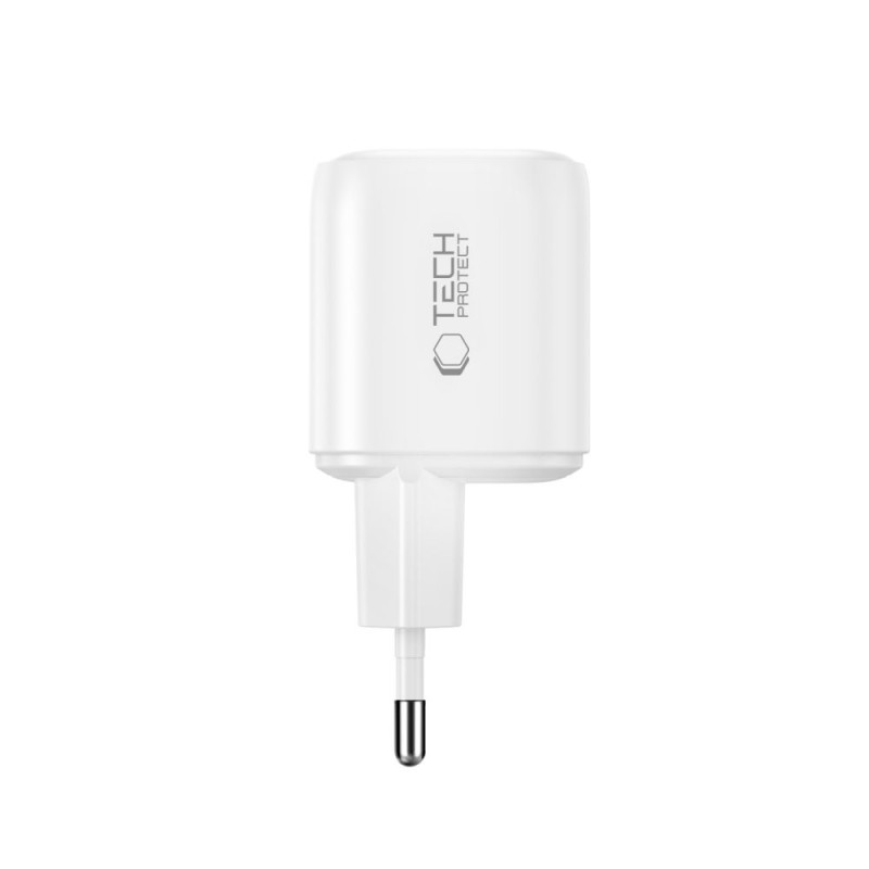 Tech-Protect NCA100W-GAN-AVS 3-портово мрежово зарядно 100W GaN (PD 3.2, QC3.0) Бяло Tech-Protect NCA100W-GAN-AVS 3-портово мрежово зарядно 100W GaN (PD 3.2, QC3.0) Бяло