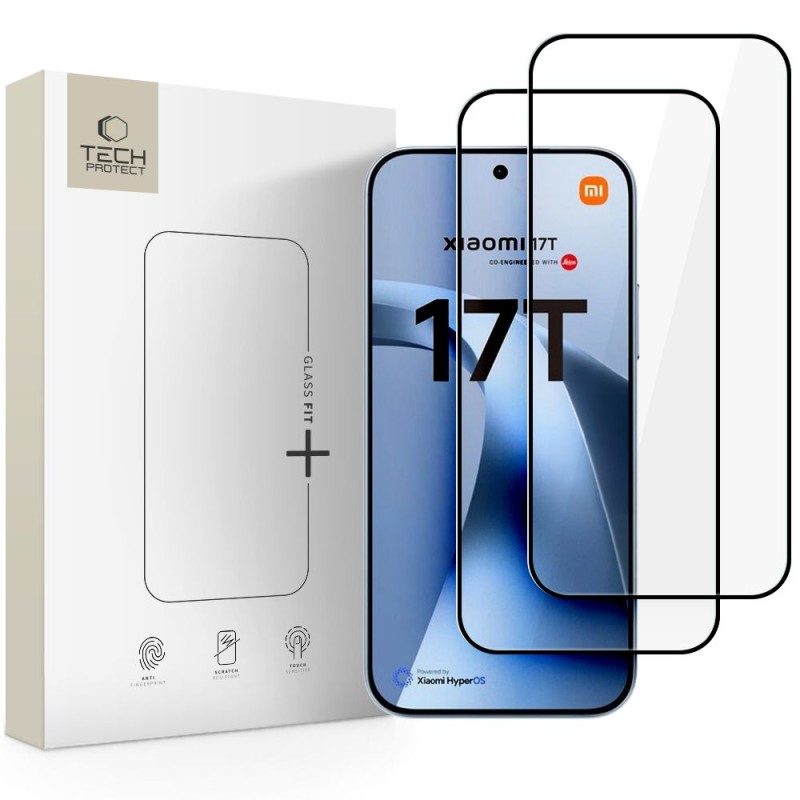 Tech-Protect Glass Fit+ закалено стъкло за Xiaomi 17T (2 броя) Black - Tech-Protect Glass Fit+ закалено стъкло за Xiaomi 17T (2 броя) Black - 5906302323456