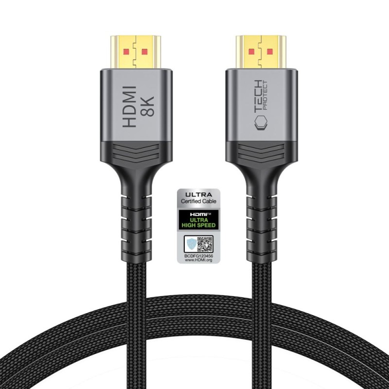 TECH-PROTECT UltraBoost HDMI 2.1 кабел 4K 120Hz / 8K 60Hz, 100 см, черен - TECH-PROTECT UltraBoost HDMI 2.1 кабел 4K 120Hz / 8K 60Hz, 100 см, черен - 5906302323678