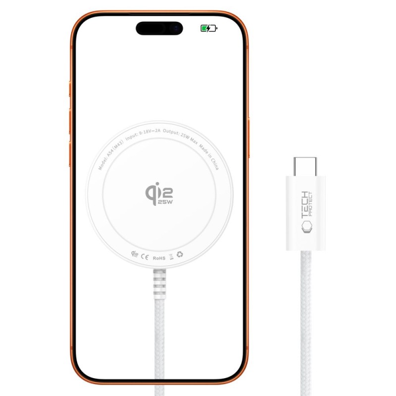 TECH-PROTECT A54 Магнитно MagSafe безжично зарядно 25W Qi2.2 (Бяло) TECH-PROTECT A54 Магнитно MagSafe безжично зарядно 25W Qi2.2 (Бяло)