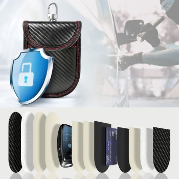 Tech-Protect KLR100 Pouch калъф за ключове без ключ (Keyless) за блокиране на RFID сигнали, карбон черно/червено Tech-Protect KLR100 Pouch калъф за ключове без ключ (Keyless) за блокиране на RFID сигнали, карбон черно/червено
