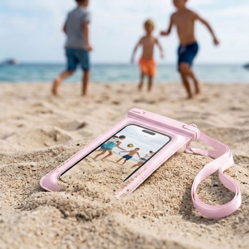 Tech-Protect UWC7 универсален водоустойчив плаващ кейс за смартфони до 6.9 инча, розов - 5906302323951