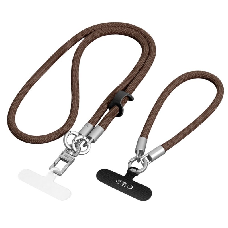 TECH-PROTECT C10S Rope crossbody & wrist каишка с въже Walnut Brown/Titanium - TECH-PROTECT C10S Rope crossbody & wrist каишка с въже Walnut Brown/Titanium - 5906302324378