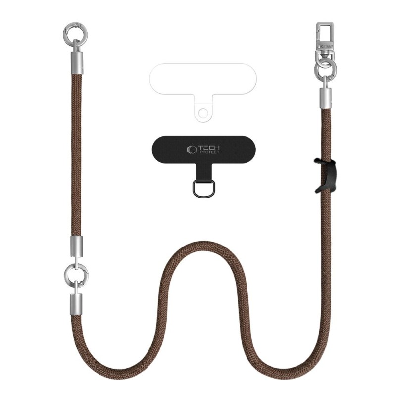 TECH-PROTECT C10S Rope crossbody & wrist каишка с въже Walnut Brown/Titanium - TECH-PROTECT C10S Rope crossbody & wrist каишка с въже Walnut Brown/Titanium - 5906302324378