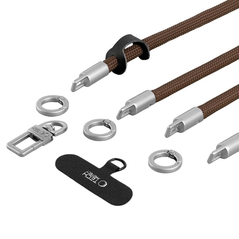 TECH-PROTECT C10S Rope crossbody & wrist каишка с въже Walnut Brown/Titanium - TECH-PROTECT C10S Rope crossbody & wrist каишка с въже Walnut Brown/Titanium - 5906302324378