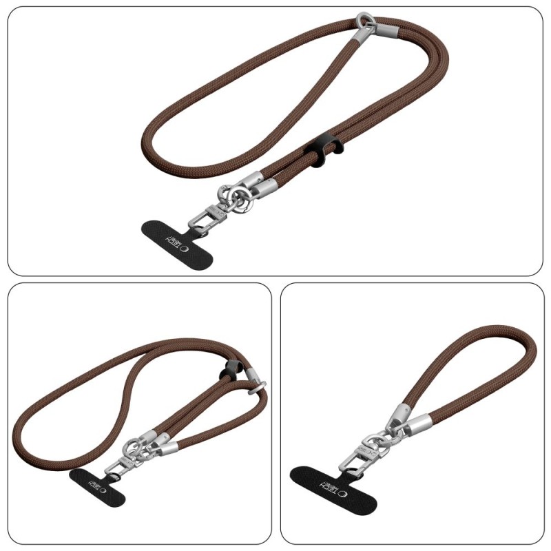 TECH-PROTECT C10S Rope crossbody & wrist каишка с въже Walnut Brown/Titanium - TECH-PROTECT C10S Rope crossbody & wrist каишка с въже Walnut Brown/Titanium - 5906302324378
