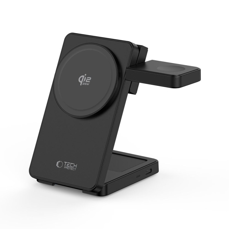 TECH-PROTECT A56 3in1 магнитна MagSafe безжична зарядна станция 25W Qi2.2 Black TECH-PROTECT A56 3in1 магнитна MagSafe безжична зарядна станция 25W Qi2.2 Black
