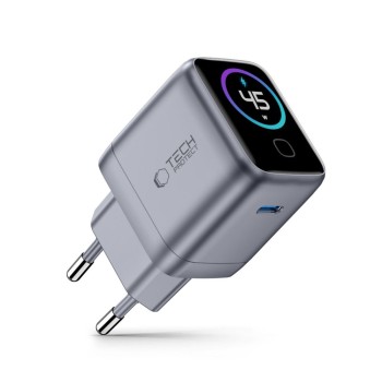 Tech-Protect PowerVision NC45W-GaN 45W мрежово зарядно USB-C (1 порт) PD 3.2, тъмносиво