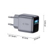 Tech-Protect PowerVision NC45W-GaN 45W мрежово зарядно USB-C (1 порт) PD 3.2, тъмносиво Tech-Protect PowerVision NC45W-GaN 45W мрежово зарядно USB-C (1 порт) PD 3.2, тъмносиво
