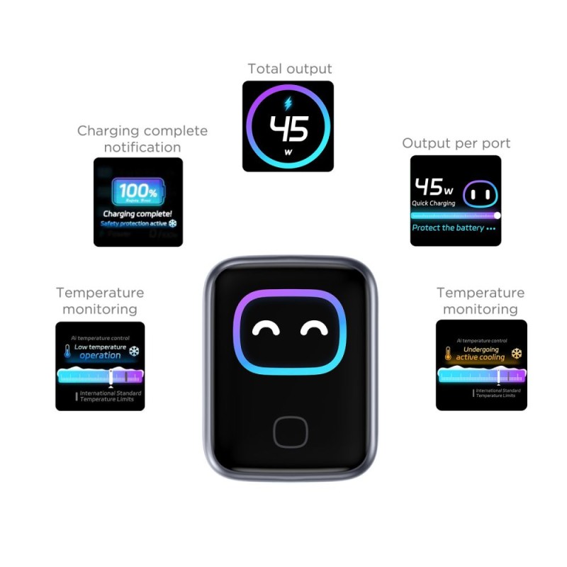 Tech-Protect PowerVision NC45W-GaN 45W мрежово зарядно USB-C (1 порт) PD 3.2, тъмносиво Tech-Protect PowerVision NC45W-GaN 45W мрежово зарядно USB-C (1 порт) PD 3.2, тъмносиво