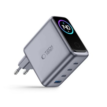 TECH-PROTECT POWERVISION NC140W-GaN 4-портов мрежов зарядeн адаптер 140W, PD + QC3.0 (тъмносив)