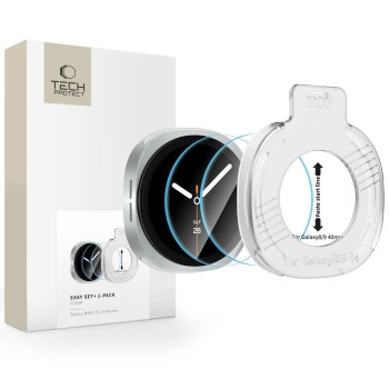 Tech-Protect Easy Set+ 2-Pack закалено стъкло за Samsung Galaxy Watch 8/9 (40 мм) Clear
