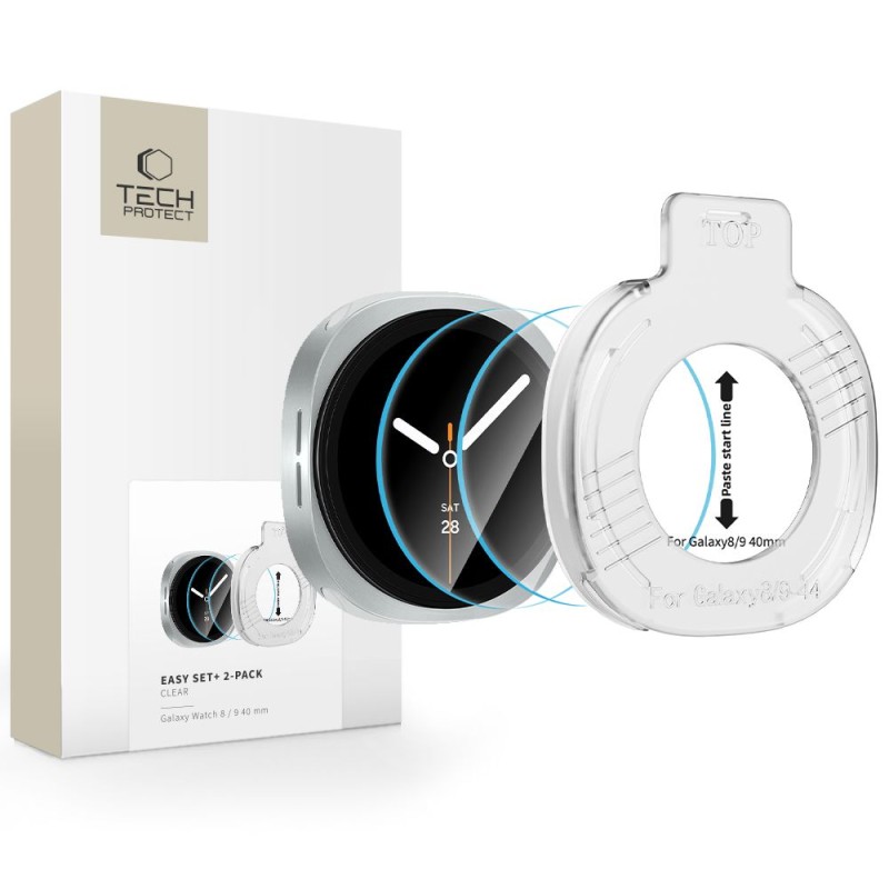 Tech-Protect Easy Set+ 2-Pack закалено стъкло за Samsung Galaxy Watch 8/9 (40 мм) Clear Tech-Protect Easy Set+ 2-Pack закалено стъкло за Samsung Galaxy Watch 8/9 (40 мм) Clear