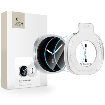 Tech-Protect Easy Set+ 2-Pack закалено стъкло за Samsung Galaxy Watch 8/9 (44 mm) CLEAR