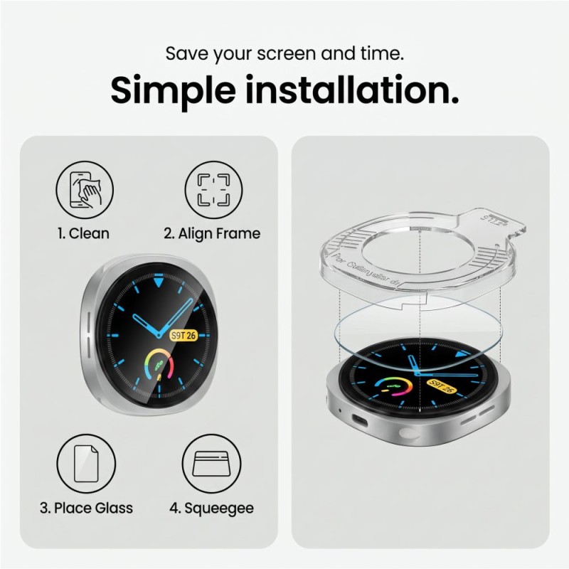 Закалено стъкло Tech-Protect Easy Set+ 2-Pack за Samsung Galaxy Watch Ultra 2 2026 (47 мм) – Clear