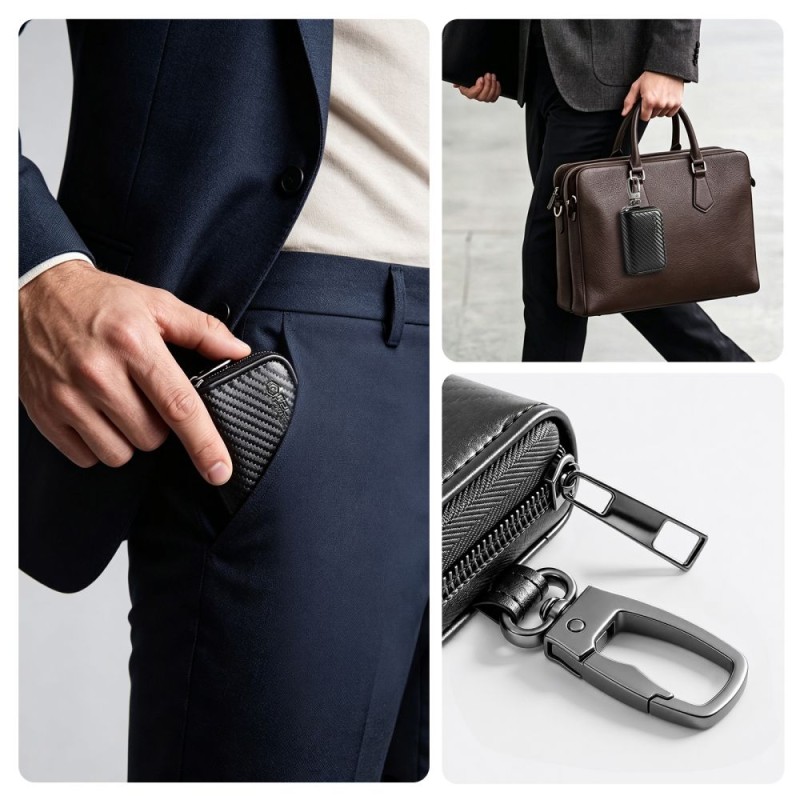 Етюи (калъф) тип Фарадей Tech-Protect KLR300 Pouch за ключове с Keyless RFID, Carbon (Карбон) - 5906302325405