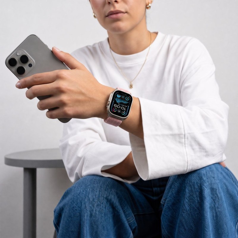 TECH-PROTECT NYLON SPORT каишка за Apple Watch 8/9/10/11/SE/Ultra (44/45/46/49 мм) Light Pink TECH-PROTECT NYLON SPORT каишка за Apple Watch 8/9/10/11/SE/Ultra (44/45/46/49 мм) Light Pink