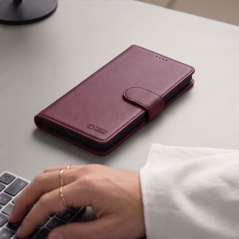 TECH-PROTECT Wallet MagSafe кожен калъф за iPhone 17 Pro / 18 Pro MULBERRY TECH-PROTECT Wallet MagSafe кожен калъф за iPhone 17 Pro / 18 Pro MULBERRY