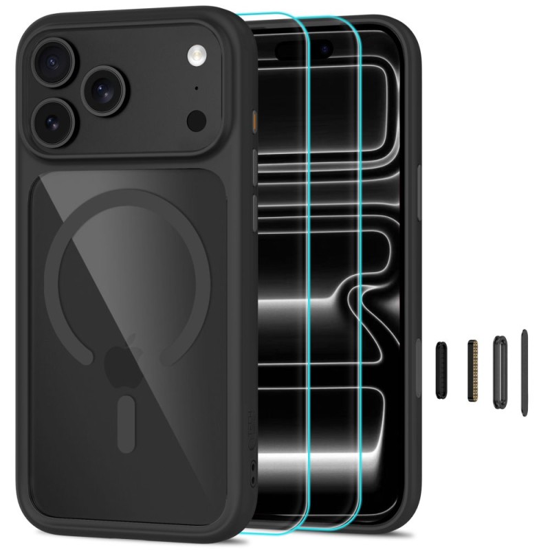 TECH-PROTECT MagOne MagSafe CC + Glass 2-Pack за iPhone 17 Pro / 18 Pro Black/Clear (кейс + 2 стъклени протектора) TECH-PROTECT MagOne MagSafe CC + Glass 2-Pack за iPhone 17 Pro / 18 Pro Black/Clear (кейс + 2 стъклени протектора)