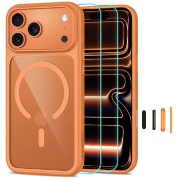TECH-PROTECT MagOne MagSafe CC + Glass 2-Pack за iPhone 17 Pro / 18 Pro (Cosmic Orange/Clear)