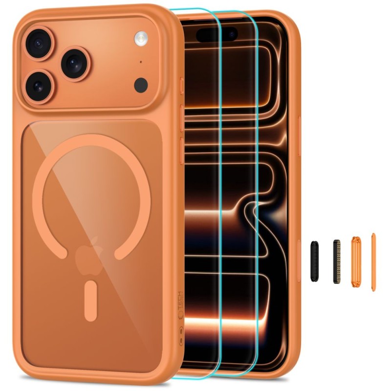 TECH-PROTECT MagOne MagSafe CC + Glass 2-Pack за iPhone 17 Pro / 18 Pro (Cosmic Orange/Clear) TECH-PROTECT MagOne MagSafe CC + Glass 2-Pack за iPhone 17 Pro / 18 Pro (Cosmic Orange/Clear)