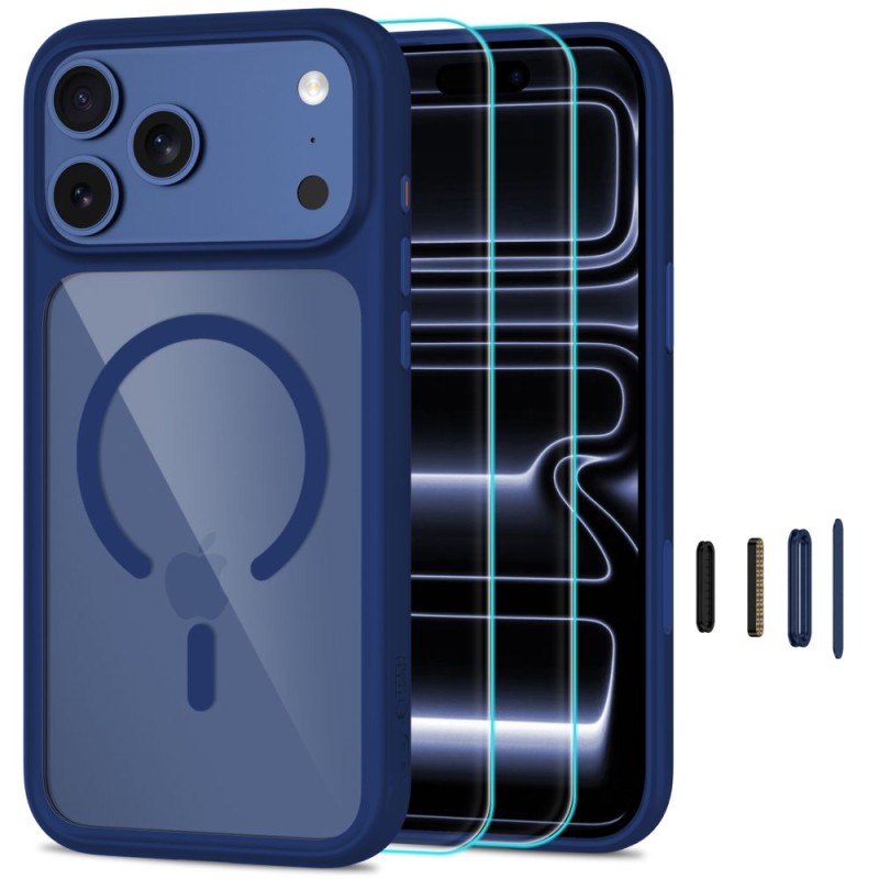 TECH-PROTECT MagOne MagSafe CC + Glass 2-Pack за iPhone 17 Pro Max / 18 Pro Max Deep Blue/Clear (комплект калъф + стъкло) TECH-PROTECT MagOne MagSafe CC + Glass 2-Pack за iPhone 17 Pro Max / 18 Pro Max Deep Blue/Clear (комплект калъф + стъкло)