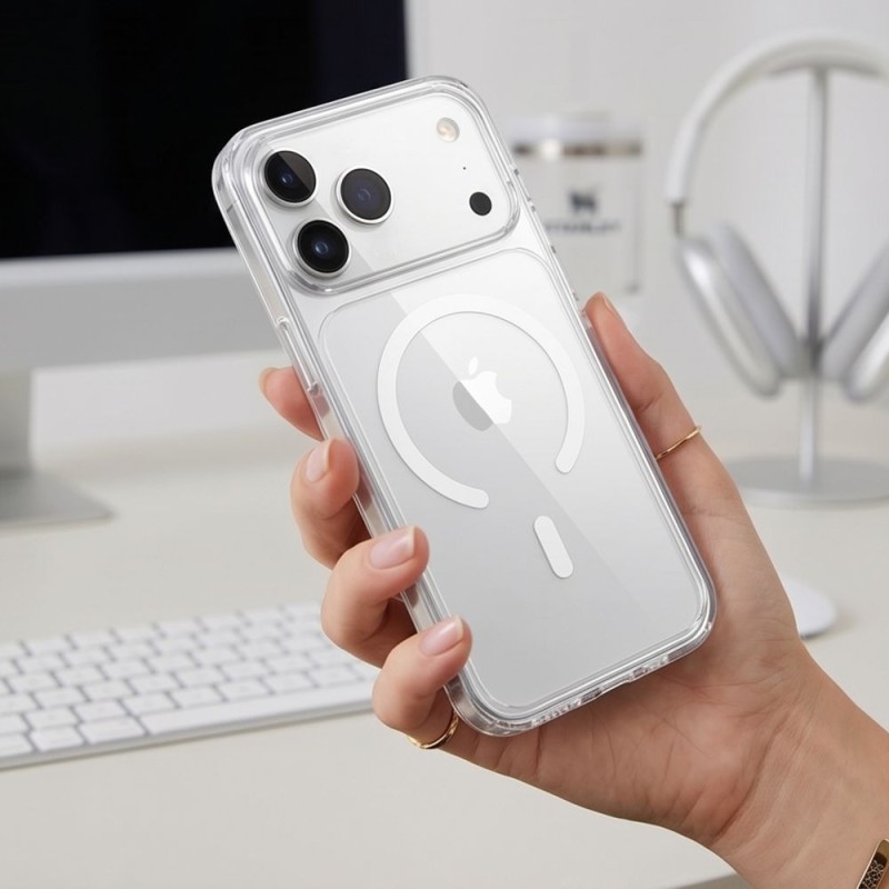Tech-Protect Flexair Hybrid CC MagSafe Силиконов/Поликарбонатен хибриден кейс за iPhone 17 Pro Max / 18 Pro Max – прозрачен Tech-Protect Flexair Hybrid CC MagSafe Силиконов/Поликарбонатен хибриден кейс за iPhone 17 Pro Max / 18 Pro Max – прозрачен