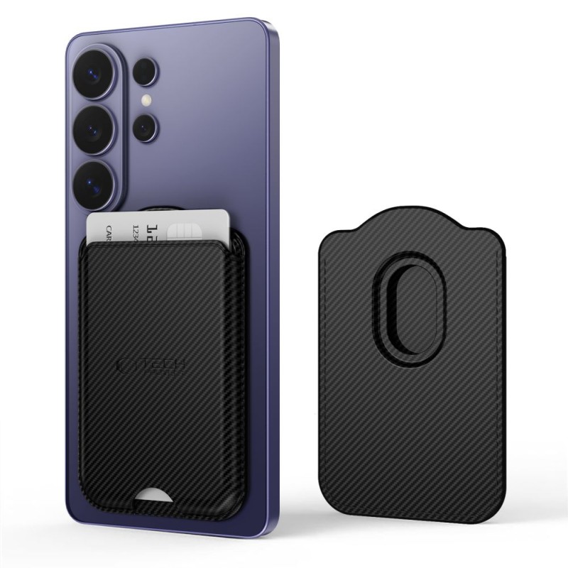 TECH-PROTECT CH02 MagWallet Magsafe универсален магнитен държач за карти Carbon - TECH-PROTECT CH02 MagWallet Magsafe универсален магнитен държач за карти Carbon - 5906302326396