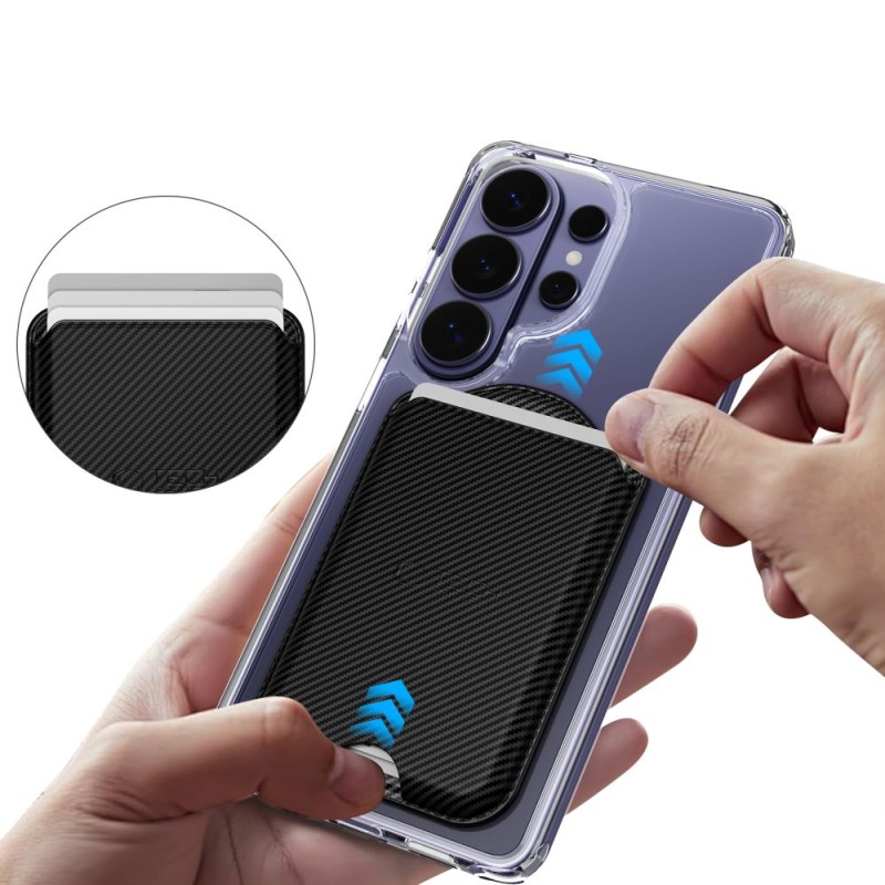 TECH-PROTECT CH02 MagWallet Magsafe универсален магнитен държач за карти Carbon - TECH-PROTECT CH02 MagWallet Magsafe универсален магнитен държач за карти Carbon - 5906302326396