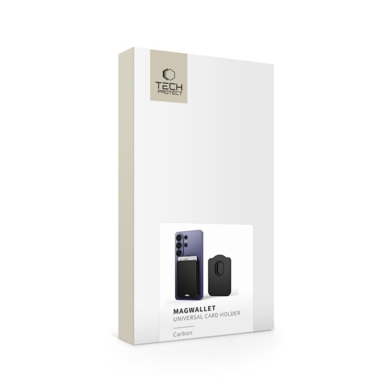 TECH-PROTECT CH02 MagWallet Magsafe универсален магнитен държач за карти Carbon - TECH-PROTECT CH02 MagWallet Magsafe универсален магнитен държач за карти Carbon - 5906302326396