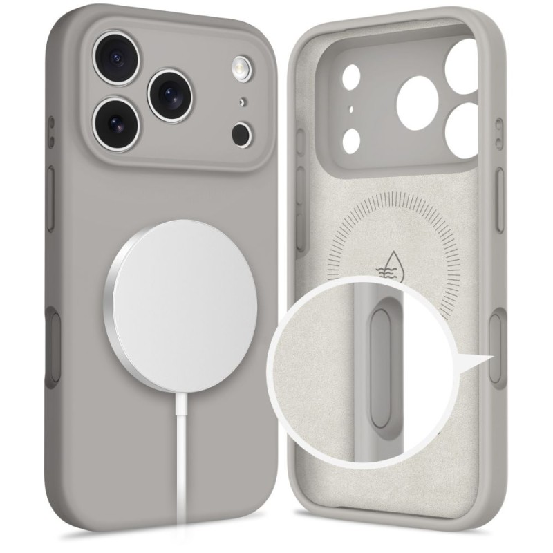 TECH-PROTECT Silicone MagSafe кейс за iPhone 17 Pro Max, Stone Grey - 5906302330287