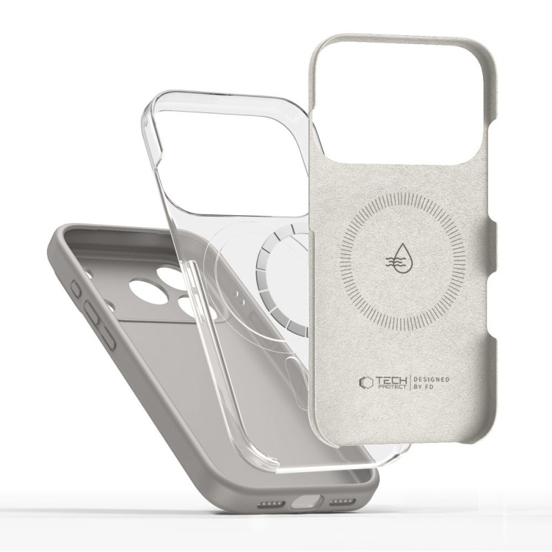 TECH-PROTECT Silicone MagSafe кейс за iPhone 17 Pro Max, Stone Grey - 5906302330287