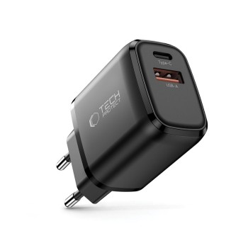 TECH-PROTECT NCA20 2-портово мрежово зарядно PD 20W / QC3.0 Черно TECH-PROTECT NCA20 2-портово мрежово зарядно PD 20W / QC3.0 Черно