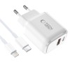 TECH-PROTECT NCA20 2-Port мрежово зарядно 20W PD / QC3.0 + Lightning кабел 1м бяло - TECH-PROTECT NCA20 2-Port мрежово зарядно 20W PD / QC3.0 + Lightning кабел 1м бяло - 5906302330546