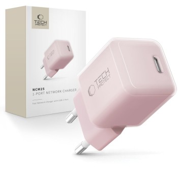 TECH-PROTECT NCM25 1-портов мрежов заряден адаптер PD 25W Baby Pink