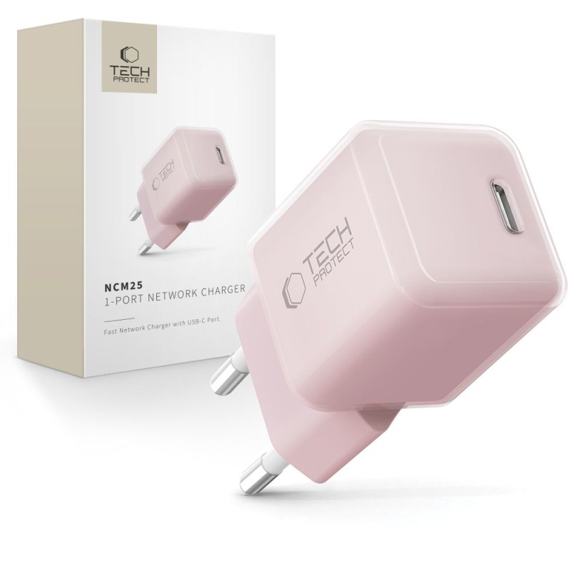 TECH-PROTECT NCM25 1-портов мрежов заряден адаптер PD 25W Baby Pink - 5906302330577