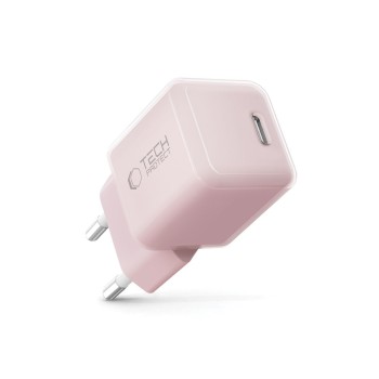 TECH-PROTECT NCM25 1-портов мрежов заряден адаптер PD 25W Baby Pink TECH-PROTECT NCM25 1-портов мрежов заряден адаптер PD 25W Baby Pink