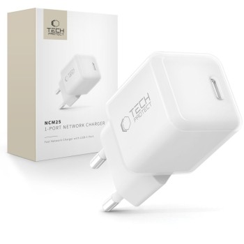 TECH-PROTECT NCM25 1-портов мрежов зарядно PD 25W (бяло)