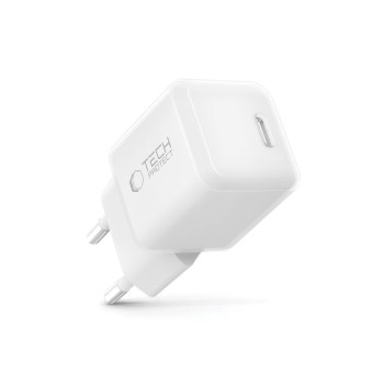 TECH-PROTECT NCM25 1-портов мрежов зарядно PD 25W (бяло) TECH-PROTECT NCM25 1-портов мрежов зарядно PD 25W (бяло)