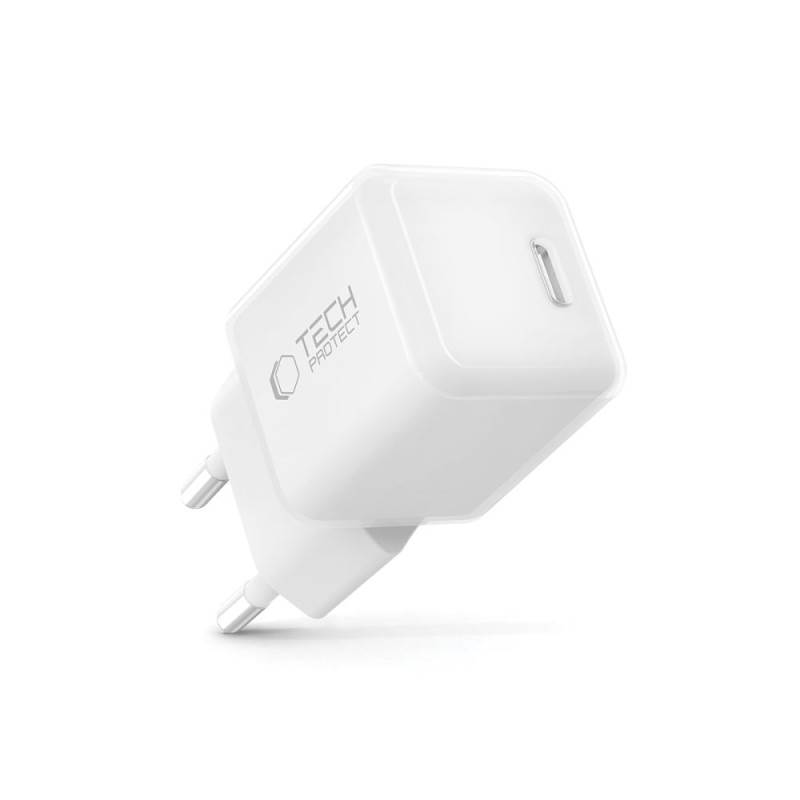 TECH-PROTECT NCM25 1-портов мрежов зарядно PD 25W (бяло) - TECH-PROTECT NCM25 1-портов мрежов зарядно PD 25W (бяло) - 5906302330584