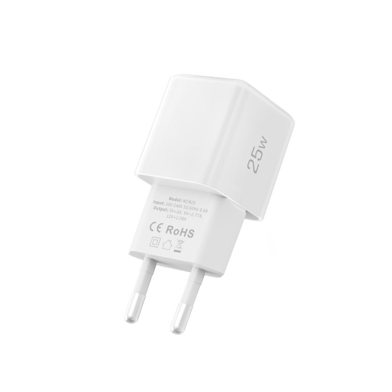 TECH-PROTECT NCM25 1-портов мрежов зарядно PD 25W (бяло) - TECH-PROTECT NCM25 1-портов мрежов зарядно PD 25W (бяло) - 5906302330584