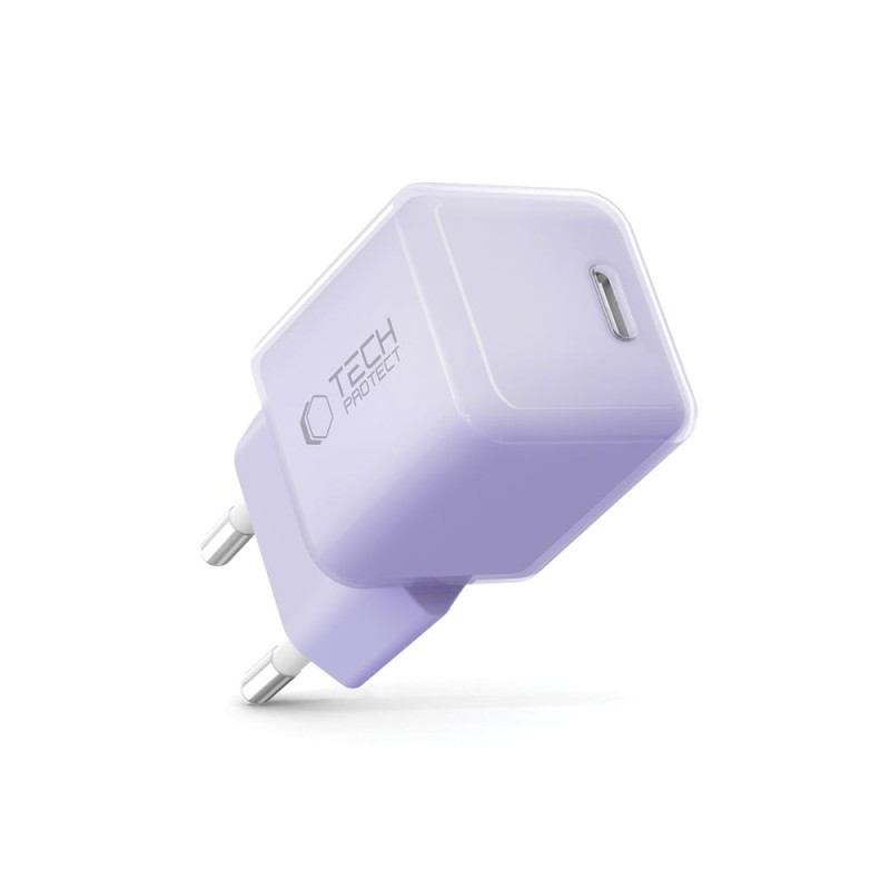 TECH-PROTECT NCM25 1-портова мрежова зарядна с USB-C PD 25W Baby Purple - 5906302330591