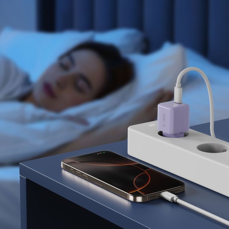TECH-PROTECT NCM25 1-портова мрежова зарядна с USB-C PD 25W Baby Purple - 5906302330591