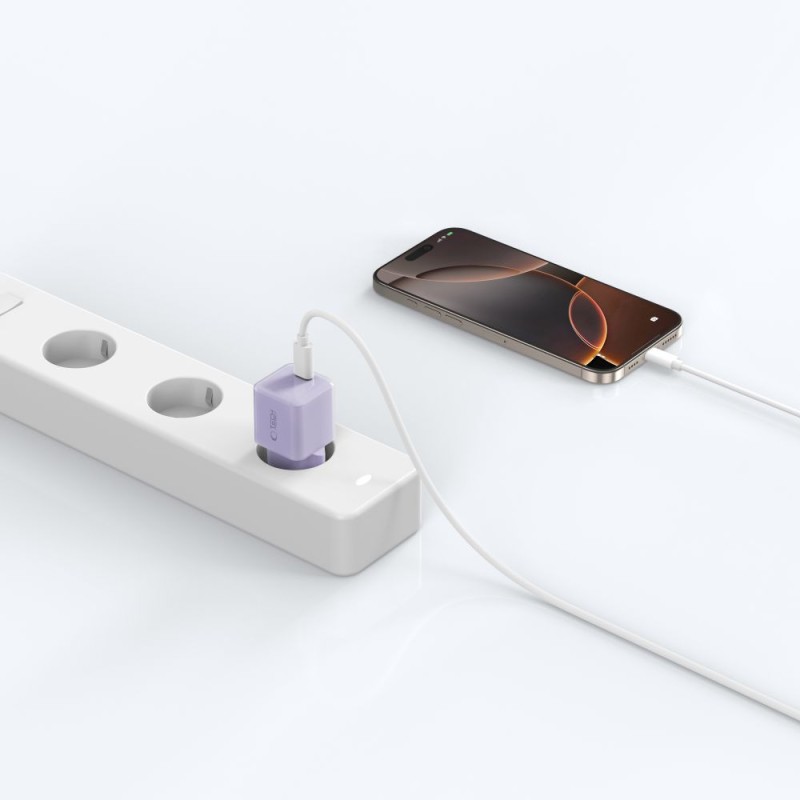 TECH-PROTECT NCM25 1-портова мрежова зарядна с USB-C PD 25W Baby Purple - 5906302330591