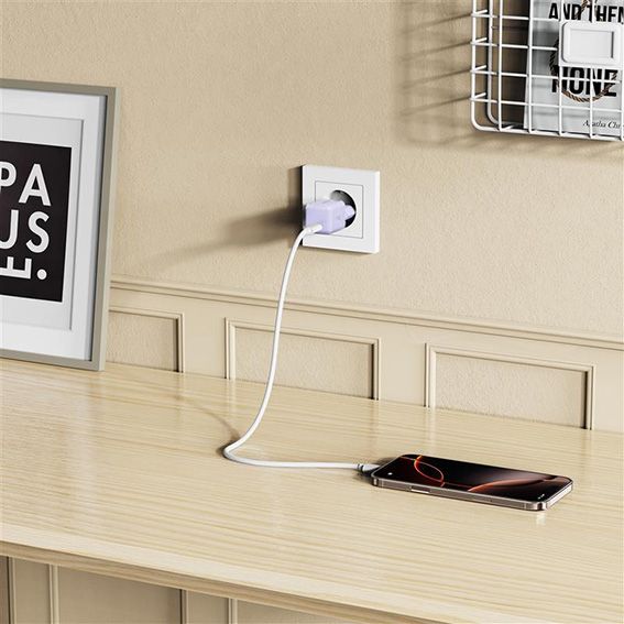 TECH-PROTECT NCM25 1-портова мрежова зарядна с USB-C PD 25W Baby Purple - 5906302330591