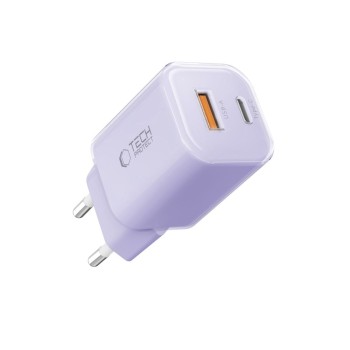 TECH-PROTECT NCM33 2-портов мрежов зарядно PD 33W / QC3.0 Baby Purple TECH-PROTECT NCM33 2-портов мрежов зарядно PD 33W / QC3.0 Baby Purple
