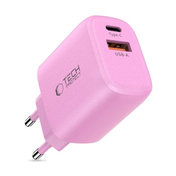 TECH-PROTECT NCA30 2-портов мрежов зарядно PD 30W / QC3.0 Baby Pink TECH-PROTECT NCA30 2-портов мрежов зарядно PD 30W / QC3.0 Baby Pink